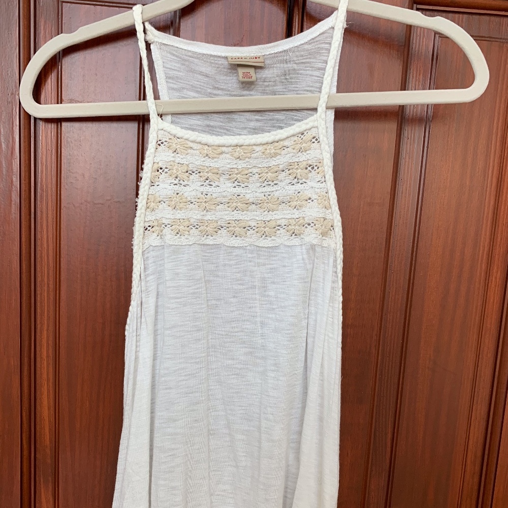 Creme Tank Top with Floral Design